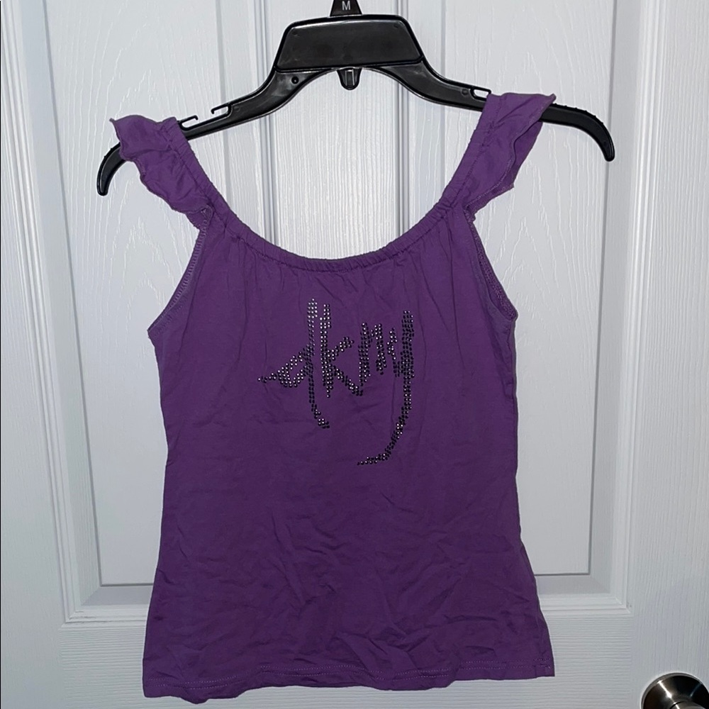 DKNY Girls Purple Tank Top with Embellished Logo